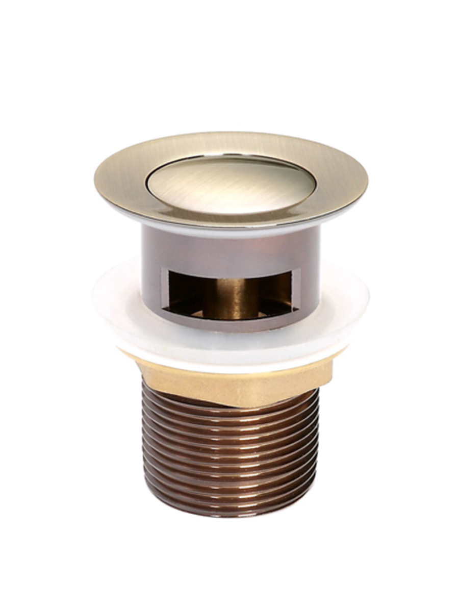 Фото товара на маркетплейсе ozon Донный клапан для раковины с переливом, система клик-клак, латунь, бронза, IDDIS, Oldie, OLDBR00i88