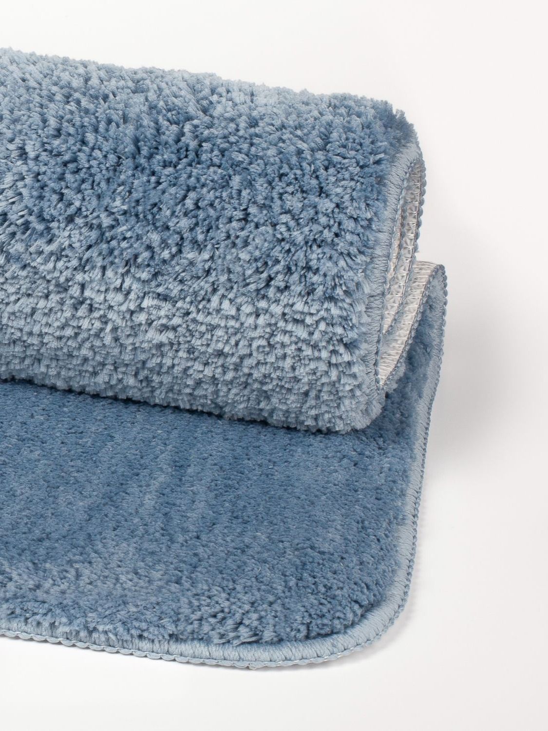 Фото товара на маркетплейсе ozon Коврик для ванной комнаты и туалета 70х120 см, большой, противоскользящий, микрофибра, синий, BSQL03Mi12