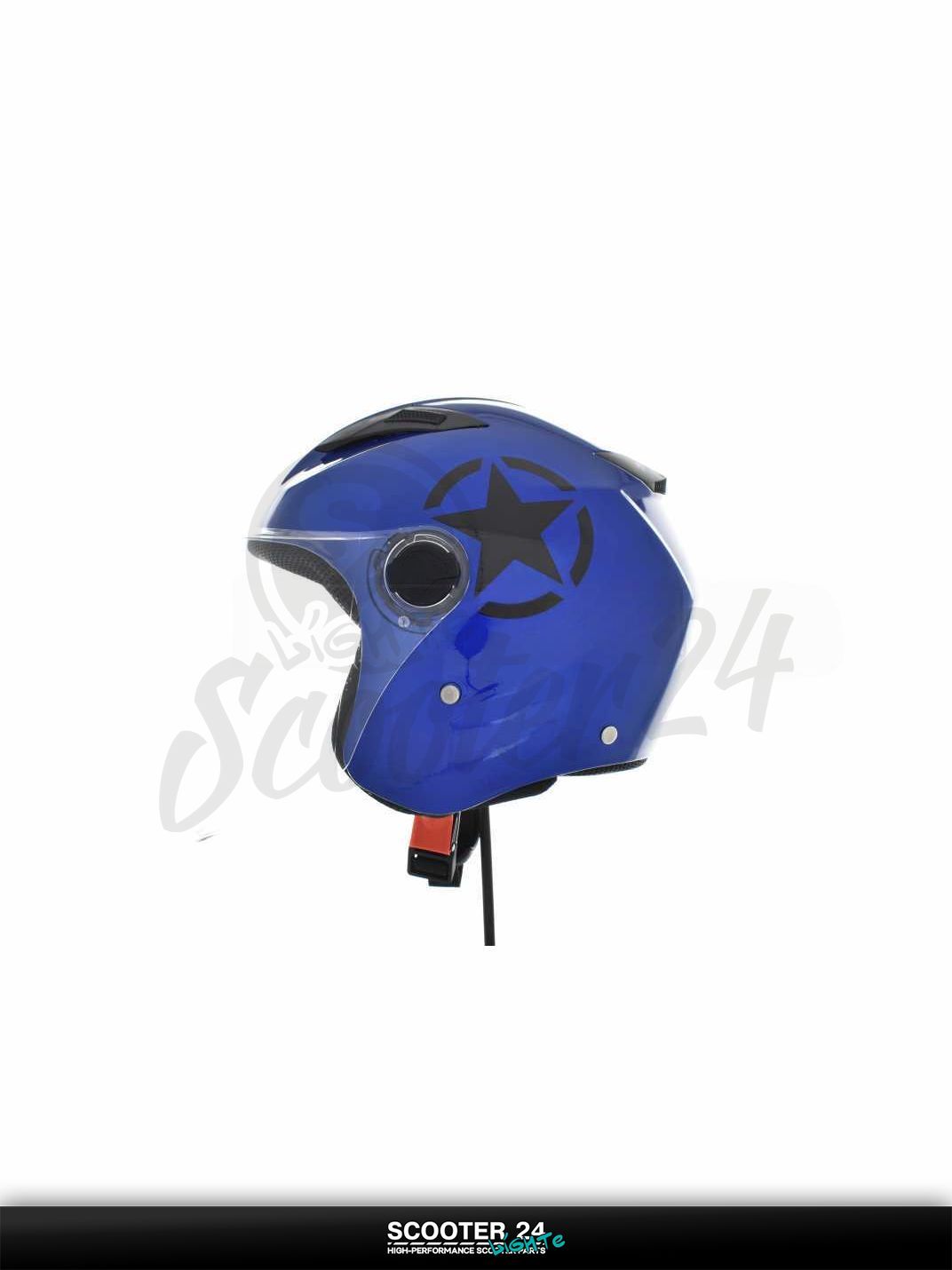 Шлем открытый "DAVID" (#D017 синий Willys Star L ABS черная звезда) мото / для скутера и питбайка / универсальный