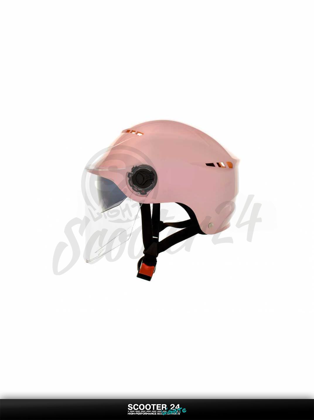 Мотошлем открытый ( вело/самокат) "DAVID" (#S327, светло-розовый, регулятор размера, очки, AB на мотоцикл / мопед и скутер