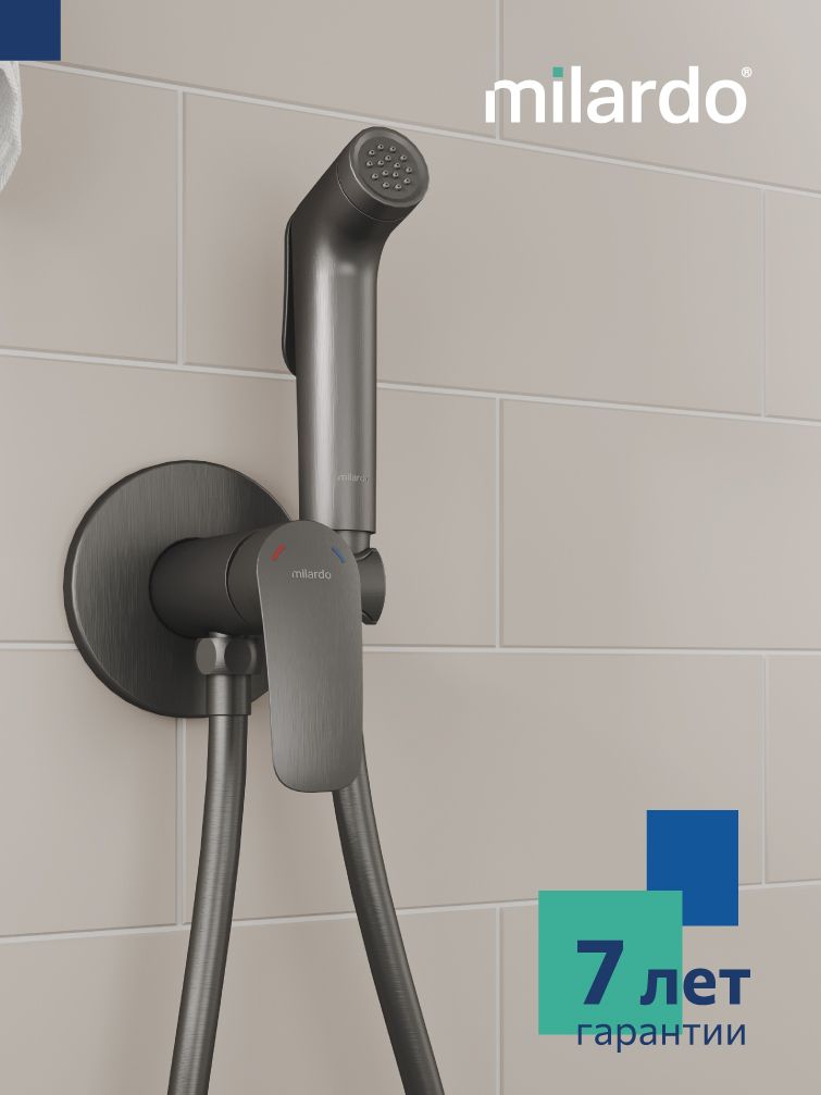 Фото товара на маркетплейсе ozon Гигиенический душ со смесителем, графит матовый, Milardo, Rora, RORGMR0M08