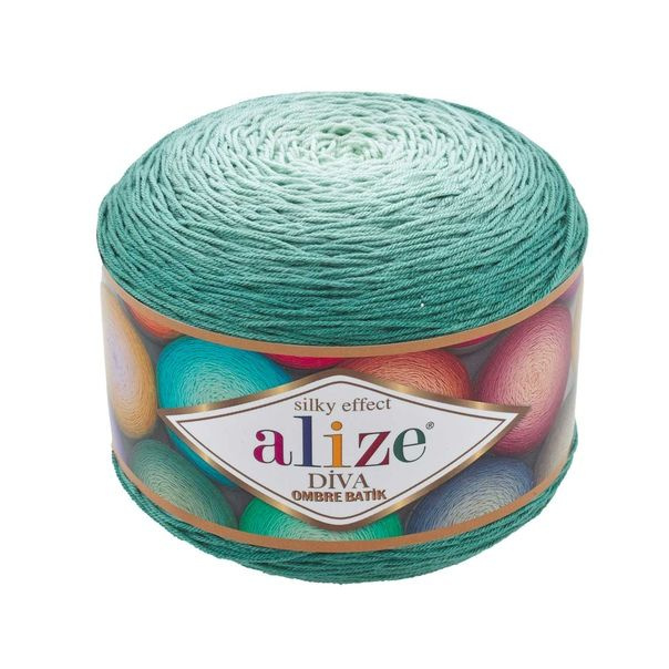 Пряжа DIVA OMBRE BATIK Alize -1моток( 7369 -зеленая бирюза) 250гр, 875метров, 100% микрофибра. Ализе #1