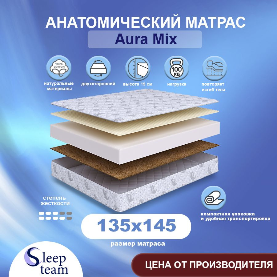 Sleepteam Матрас Aura Mix, Беспружинный, 135х145 см #1