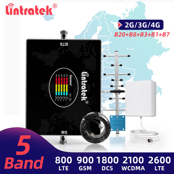 Lintratek 5-полосный усилитель сигнала LTE B20 800 900 GSM 1800 2100 ...