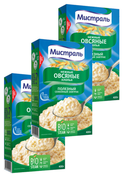 Мистраль нежные Овсяные хлопья, полезный завтрак для всей семьи, 400 г ...