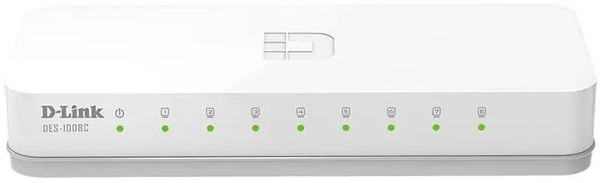 Коммутатор D-Link DES-1008C/B1A, RJ45, 8 портов, 1.6 Гбит/с ...
