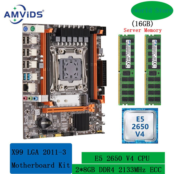 Материнская плата AMViDS Плата X99H + E5 2650 V4 CPU + 2 * 8 ГБ памяти ...