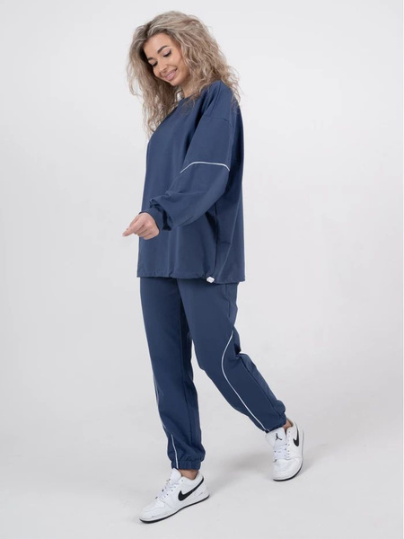 Костюм классический Женский COOL LOOK Спортивный синий, размер 44 Футер ...