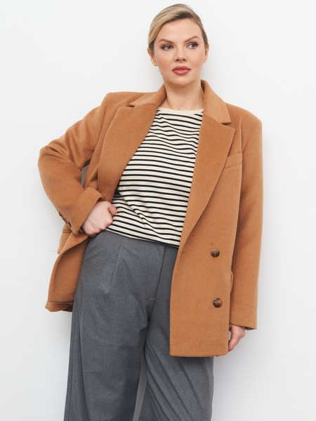 Пальто TirellaCity, Демисезон, размер 50, цвет бежевый, Шерсть - купить ...