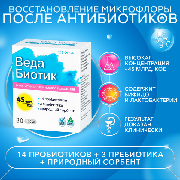 ВедаБиотик для нормализации микрофлоры кишечника (пребиотик+пробиотик ...