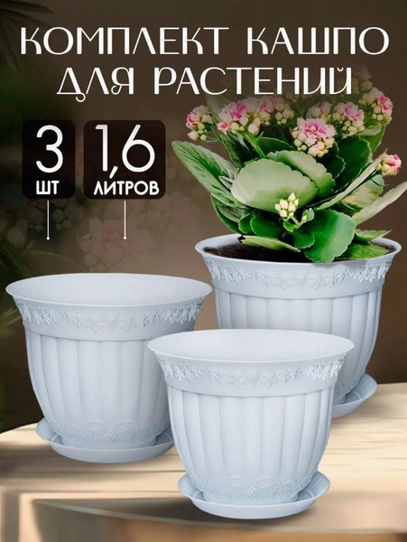 Горшок, кашпо для цветов растений, цветочный пластиковый для балкона ...