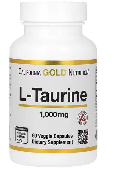 L-таурин, 1000 мг, 60 растительных капсул ,California Gold Nutrition ...