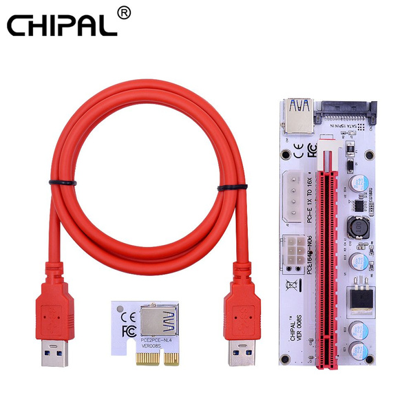 Riser PCI-E удлинитель CHIPAL красный 008S Molex райзер для видеокарты ...