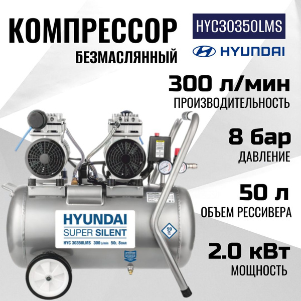 Компрессор Безмасляный Hyundai Power Products, 2000 Вт - купить по ...