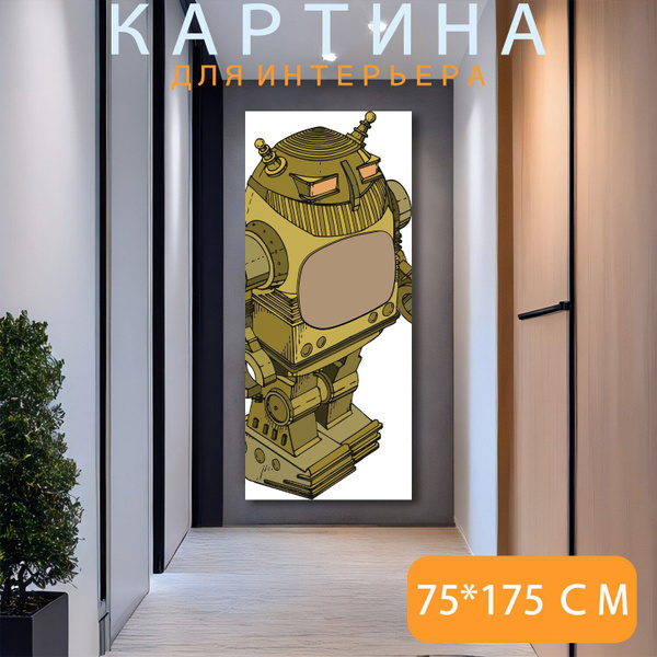 Картина на холсте "Робот, робот экран, видео" на подрамнике 75х175 см ...