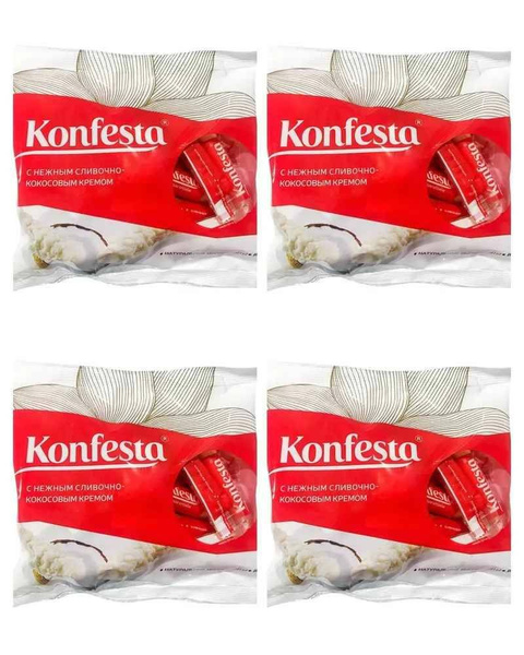 Конфеты с кокосовой начинкой, Konfesta, 4 упаковки по 180 г - купить с ...