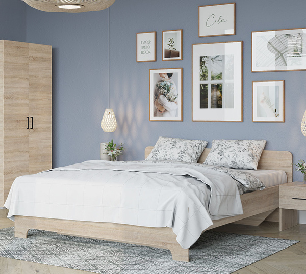 Двуспальная кровать Кровать_виктор_дуб сонома - купить по выгодной цене ...