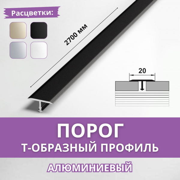 Вопросы и ответы о Порог (профиль) Т-образный Лука ЛС 10.2700.15 черный ...