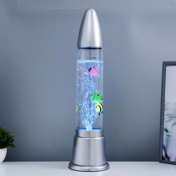 Светильник "Аквариум" LED RGB, лава, серебро 12x12x50 см - купить с ...