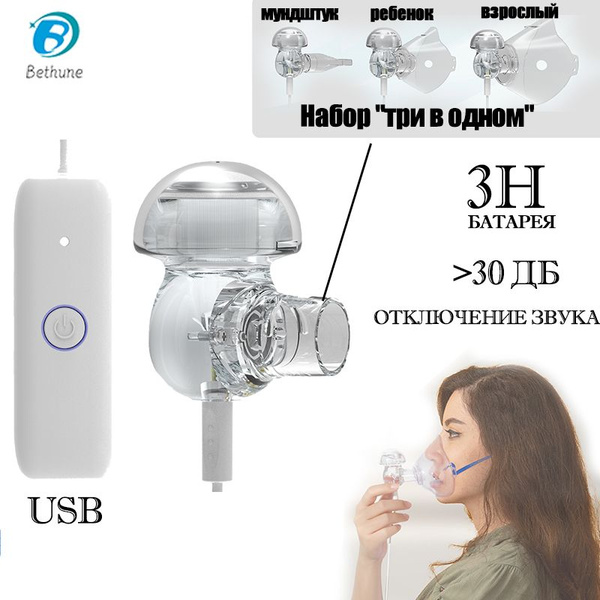 Ингалятор небулайзер компрессорный basic с детской и взрослой масками ...