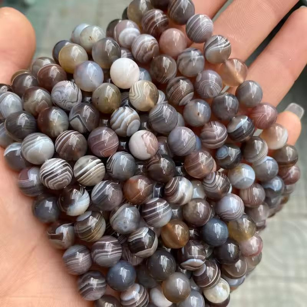Ботсванский Агат бусины 12 мм, около 31 шт, на нитке для рукоделия ...