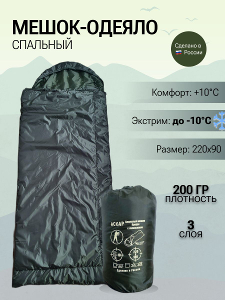 Туристический мешок спальный 220х90 / спальник -10 C - купить с ...