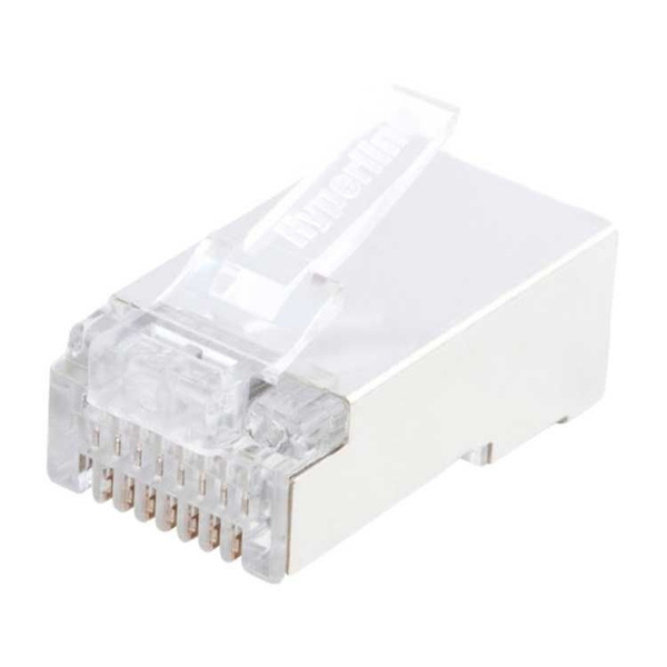 Разъем RJ-45 Hyperline PLUG-8P8C-U-C5-SH-100 (8P8C) под витую пару, 5e ...