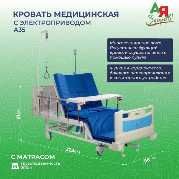 Кровать медицинская электрическая ЮКИ А35 с матрасом - купить с ...