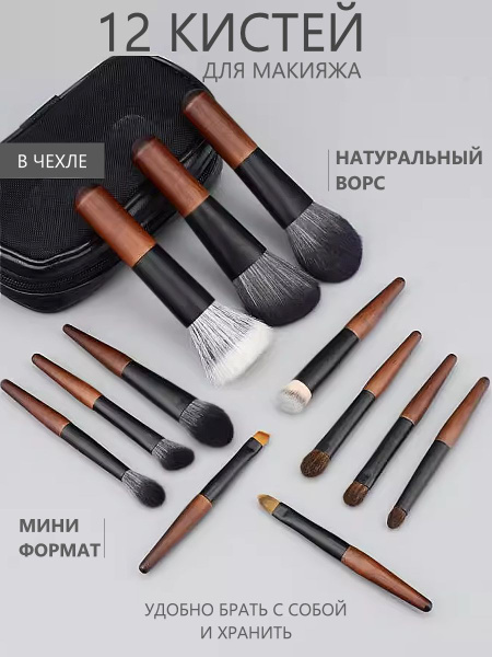 Кисти для макияжа натуральные мини набор дорожный - купить с доставкой ...