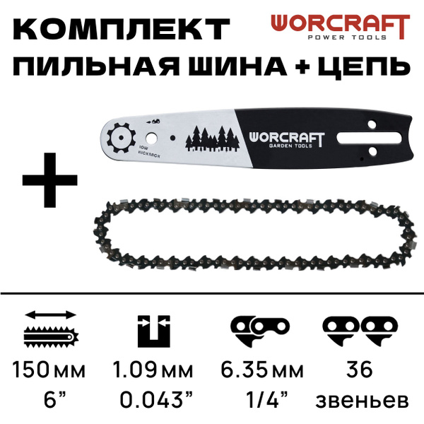 WORCRAFT Рекрут комплект - цепь пильная + шина для мини-пилы. - купить ...