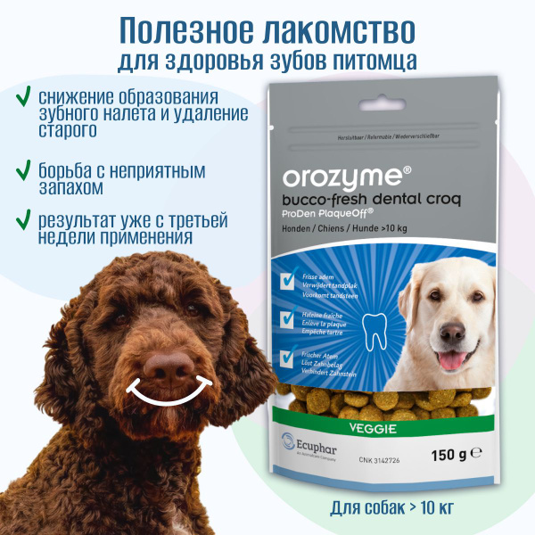 Крекеры Orozyme Bucco-Fresh Dental Croq против зубного налета для собак ...