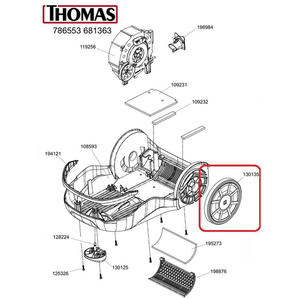 Колесо для пылесоса Thomas DryBox, арт. TS 130135 - купить с доставкой ...