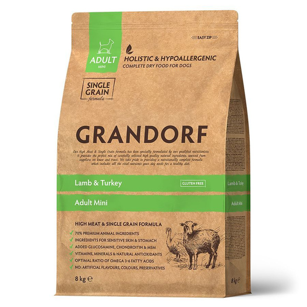 Grandorf Dog LambTurkey Mini сухой корм для взрослых собак мелких пород ...
