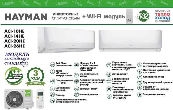 Сплит-система Inverter JAX ACI-10HE HAYMAN завод Midea +Wi Fi - купить ...