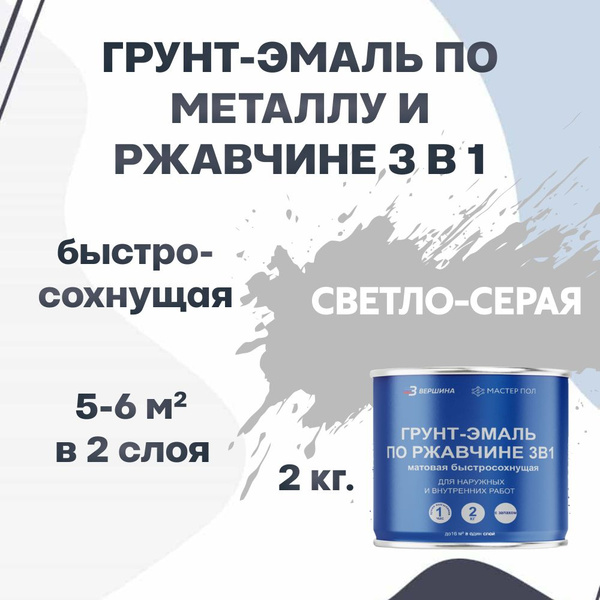 Характеристики Грунт-эмаль 3 в 1 по металлу и ржавчине ВЕРШИНА краска ...
