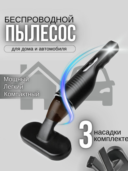 Пылесос ручной для автомобиля беспроводной мощный на аккумуляторе ...