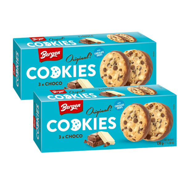Bergen Печенье "ORIGINAL COOKIES" с кусочками белого, молочного и ...