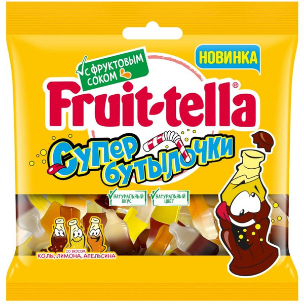 Мармелад Fruit-Tella Супер Бутылочки жевательные со вкусами колы ...
