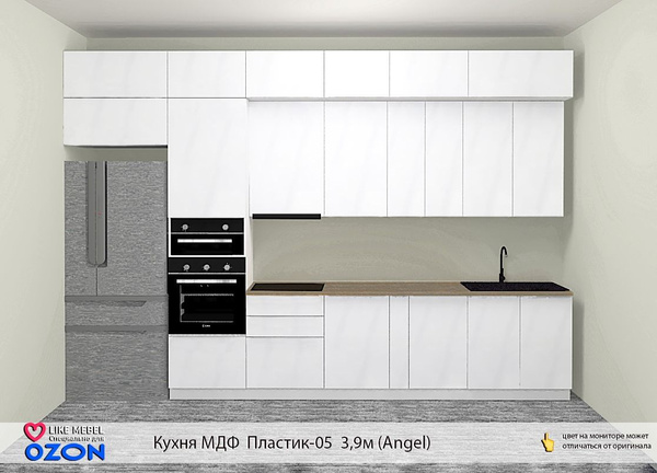 Кухня МДФ Пластик БЕЗ СТОЛЕШНИЦЫ (Angel) 3.9м купить по выгодной цене в ...