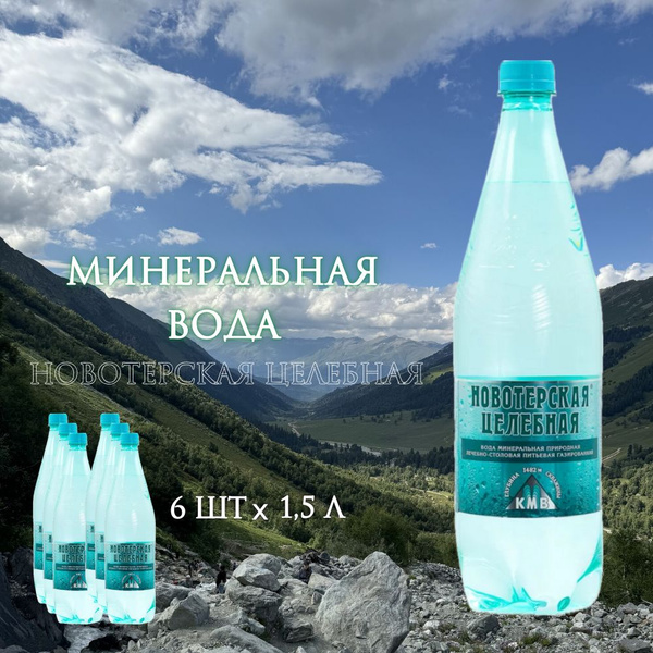 Минеральная вода "Новотерская целебная" 1,5 л 6 штук Официальный ...
