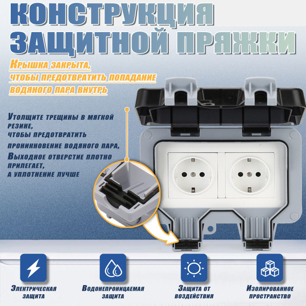 Розетка уличная IP66 влагозащищенная, садовая, влагозащитная, наружная ...