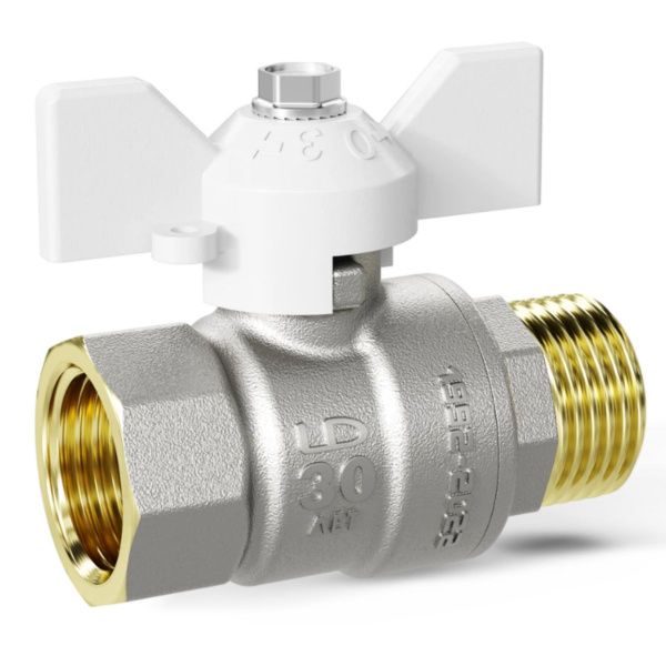 Кран шаровый латунный 1/2" вн.нар., бабочка, LD Pride 47.15.В-Н.Б DN15 ...