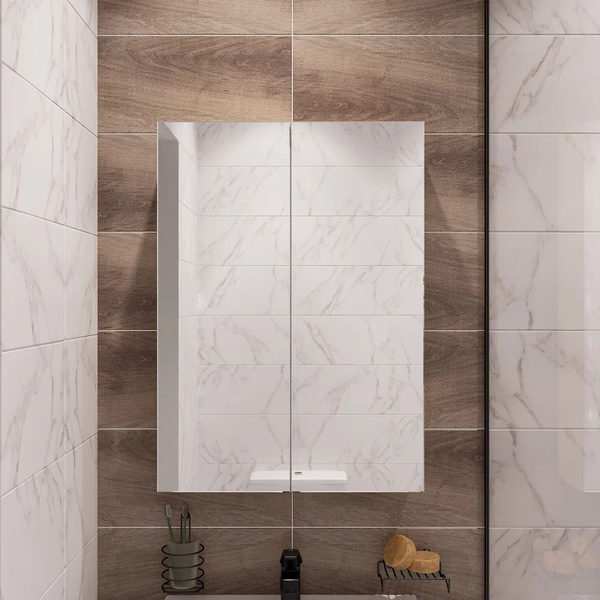 Зеркало в ванную со шкафом DIWO Архангельск 50 см универсальное, дуб ...