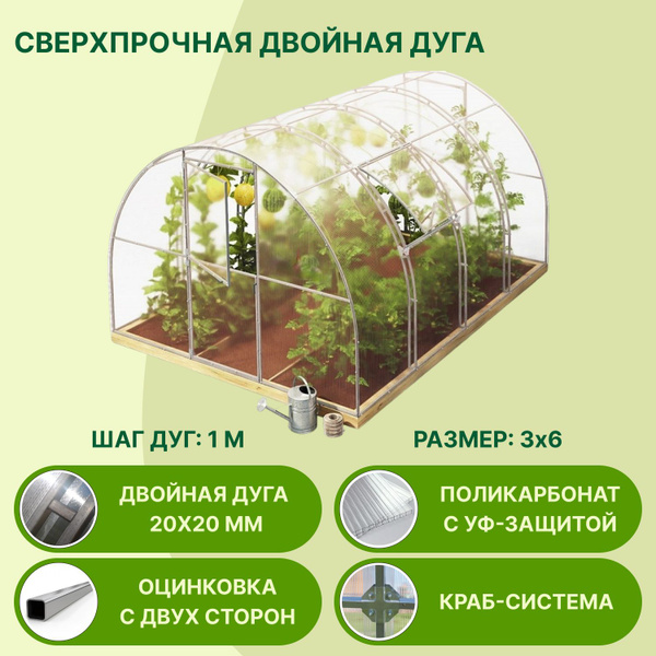 Теплица Цинк шаг 1 м, Поликарбонат, Оцинкованная сталь купить по ...