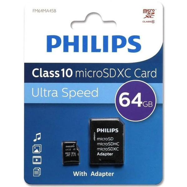 Карта памяти Philips microSDXC 64 ГБ - купить с доставкой по выгодным ...