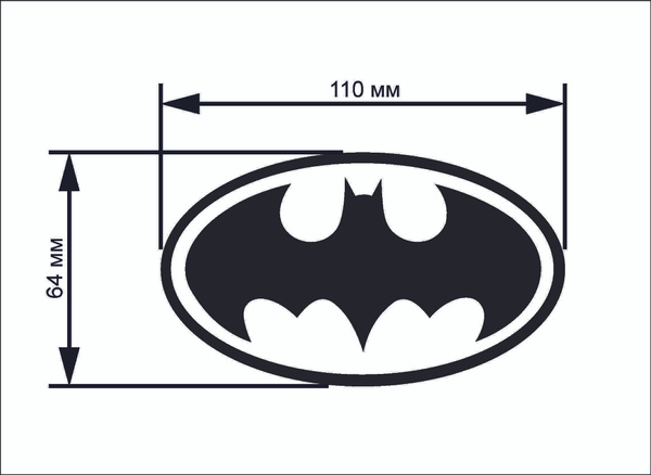 Интерьерная наклейка Логотип Бэтмен. цвет черный (110х64 мм) купить по ...