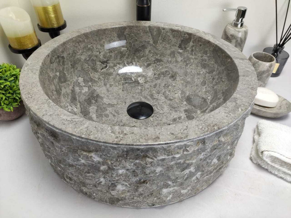 Каменная раковина из мрамора Drum Grey Marmo Medium DM-00206 (45*45 ...