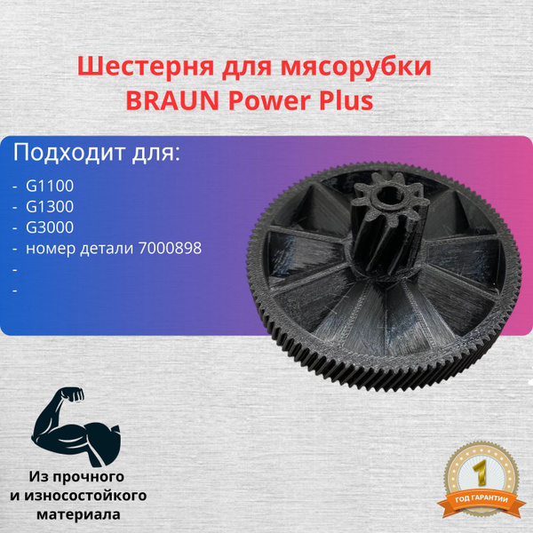 Шестерня для мясорубки BRAUN Power Plus G1100, G1300, G3000, номер ...