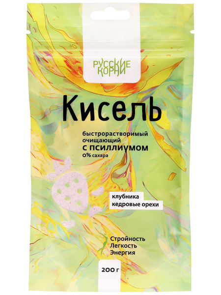 Кисель очищающий с псиллиумом, ягодный с орехами, 200 гр - "Русские ...