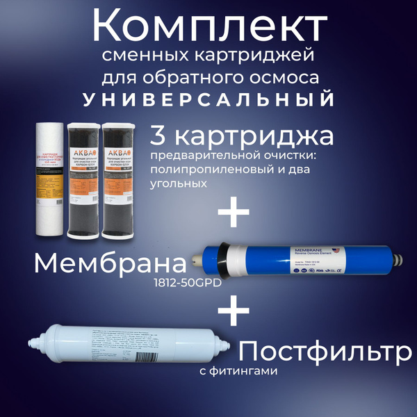 Комплект картриджей для систем обратного осмоса АКВАПРО, 452/1 купить ...